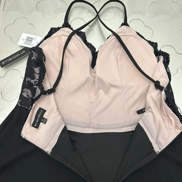 MY MICHELLE Two Tone Lace Skater Dress Juniors size 15 Women’s XL Black Nude - Picture 7 of 13